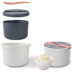 Microwave Rice Cooker 2L Food Grade PP Material Rice Spoon Lid Strainer Steaming Pot Rice Cooker Set (Orange) -Kitchen Appliance Store 95534174 3