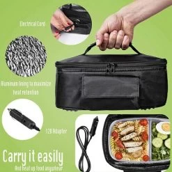 Portable Oven, 12V Car Food Warmer, Personal Mini Microwave For Cooking & Reheating Food, Electric Heated Lunch Box For Travel, Camping, Office, Home -Kitchen Appliance Store 95534192 4