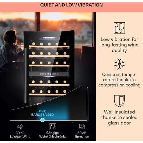 Klarstein Barossa 29 Duo Wine Refrigerator 29 Bottles 80 Litres 2 Zones Push-button Control 6 Klarstein Barossa 29 Duo Wine Refrigerator 29 Bottles 80 Litres 2 Zones Push-button Control - Image 4