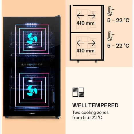 Klarstein Klarstein Shiraz 29 Duo Wine Fridge 2 Zones 80L/29 Bottles 5-22°C Touch Black 5 Klarstein Klarstein Shiraz 29 Duo Wine Fridge 2 Zones 80L/29 Bottles 5-22°C Touch Black - Image 3