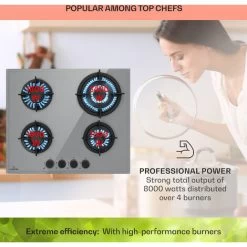 Klarstein Firetale Gas Hob 4-Burner 60 Cm Aluminium Burner Natural Gas/Propane Incl. Hose And Pressure Reducer 9 Klarstein Firetale Gas Hob 4-Burner 60 Cm Aluminium Burner Natural Gas/Propane Incl. Hose And Pressure Reducer -Kitchen Appliance Store 96900302 3
