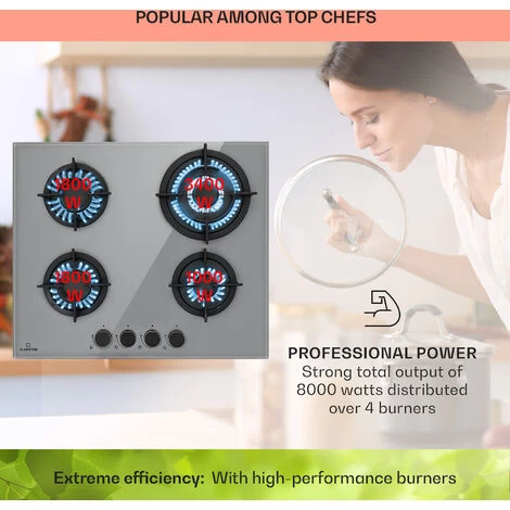 Klarstein Firetale Gas Hob 4-Burner 60 Cm Aluminium Burner Natural Gas/Propane Incl. Hose And Pressure Reducer 5 Klarstein Firetale Gas Hob 4-Burner 60 Cm Aluminium Burner Natural Gas/Propane Incl. Hose And Pressure Reducer - Image 3