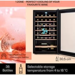 Klarstein Barossa 32 Uno Wine Refrigerator 1 Zone 95 Litres / 36 Bottles Touch Display -Kitchen Appliance Store 97224449 3