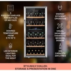 Klarstein Vinamour 66 Duo Wine Fridge 2 Zones 204 L / 79 Bottles 5-18°C Touch -Kitchen Appliance Store 97224518 2