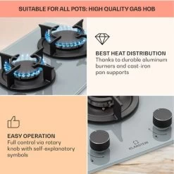 Klarstein Firetale Gas Hob 2-Burner Aluminium Burner Natural Gas/Propane Incl. Hose And Pressure Reducer 10 Klarstein Firetale Gas Hob 2-Burner Aluminium Burner Natural Gas/Propane Incl. Hose And Pressure Reducer -Kitchen Appliance Store 97224695 4